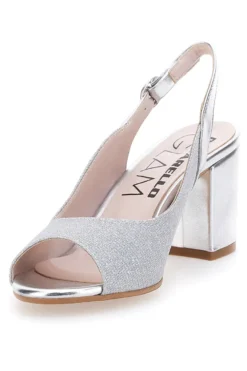 Sandali Argento Con Tacco e Cinturino Sling-back Pittarello Glam 916