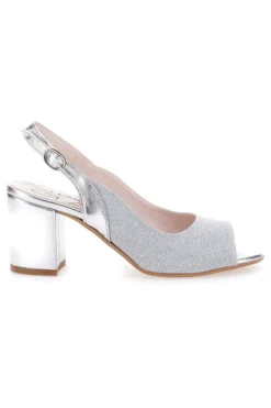 Sandali Argento Con Tacco e Cinturino Sling-back Pittarello Glam 916