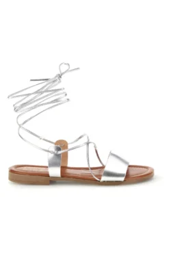 Sandali argento in vera pelle con lacci Prima riga 711BIS