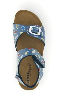 Sandali azzurri stampati con fibbia e cinturino Pitt kids 45289GHE