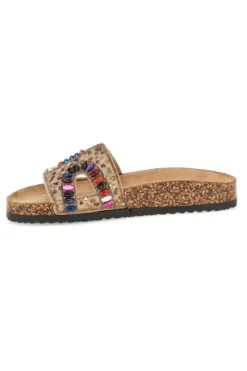 Sandali beige con applicazioni multicolor Prima riga 14219