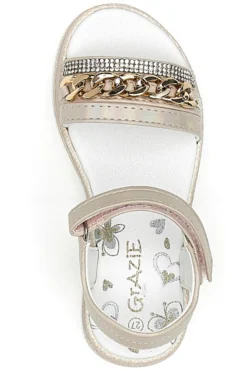 Sandali Beige con Catena Decorativa e Chiusura A Velcro GRAZIE GIRL 14320