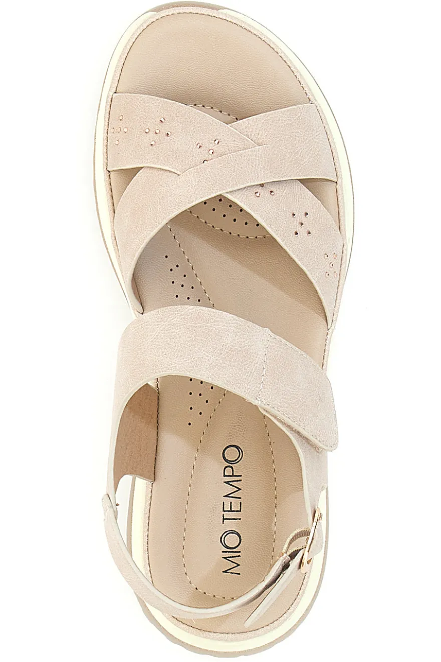 Sandali Beige Con Cinturino Slingback Mio Tempo Mina412