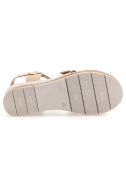 Sandali beige con doppia fibbia e sottopiede in vera pelle Bio Up 404