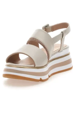 Sandali Beige Con Fasce Elastiche e Platform Mariella Burani K11010