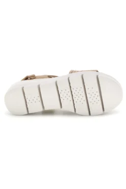 Sandali beige con fasce intrecciate e velcro The first active 24001A