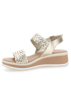 Sandali beige con intrecci brillanti e zeppa bassa Pittarello Class 12277