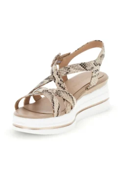 Sandali beige con stampa animalier e zeppa Burani 52195C1583