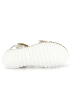 Sandali beige con strappo in velcro e applicazioni floreali Grazie girl 15022