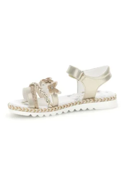Sandali beige con strappo in velcro e applicazioni floreali Grazie girl 15022