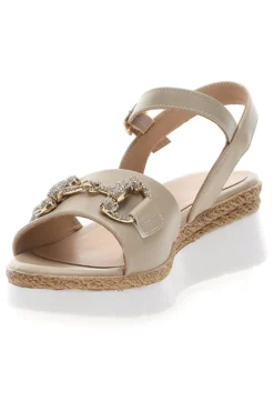 Sandali Beige con Zeppa e Dettaglio Gioiello Mariella Burani 51304
