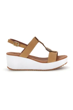 Sandali beige con zeppa e forme geometriche Plocadi 363033