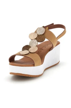Sandali beige con zeppa e forme geometriche Plocadi 363033
