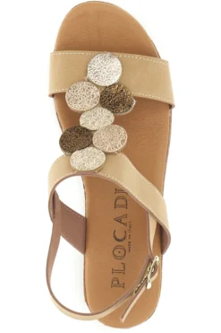 Sandali beige con zeppa e forme geometriche Plocadi 363033
