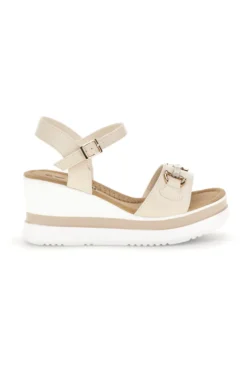 Sandali beige con zeppa e memory soft Energy E488