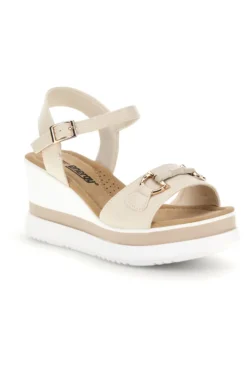 Sandali beige con zeppa e memory soft Energy E488