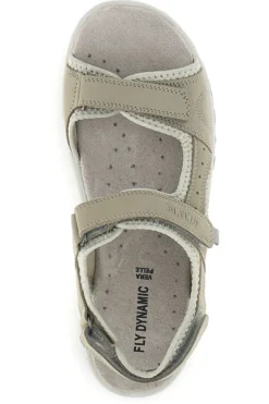 Sandali beige perla in vera pelle con strappi in velcro Fly dinamic FD54