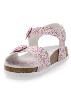 Sandali bianchì con fantasia rosa con fibbie regolabili Pitt Kids 14503
