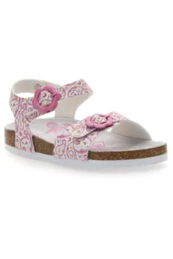 Sandali bianchì con fantasia rosa con fibbie regolabili Pitt Kids 14503