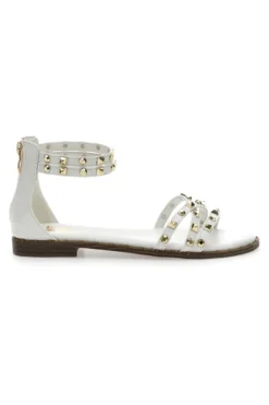 Sandali bianchi con borchie e doppio cinturino Me & Me 1662
