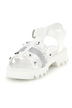 Sandali bianchi con borchie e glitter Grazie girl 15105