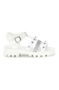 Sandali bianchi con borchie e glitter Grazie girl 15105