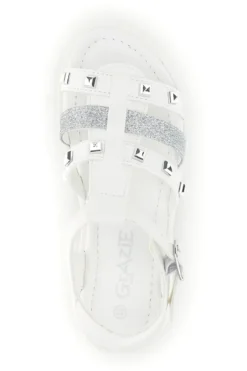 Sandali bianchi con borchie e glitter Grazie girl 15105