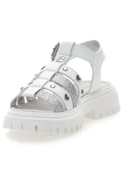 Sandali bianchi con borchie e suola chunky Laura Biagiotti 90219488
