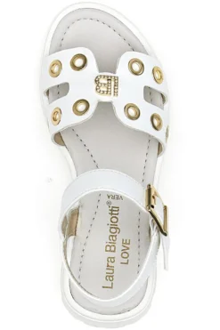 Sandali bianchi con borchie oro e suola chunky Laura Biagiotti AG1728316313
