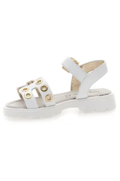 Sandali bianchi con borchie oro e logo gioiello Laura Biagiotti G1728316313