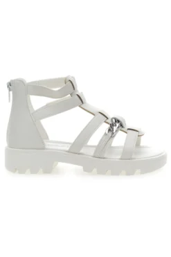 Sandali Bianchi con Cerniera e Catenella Grazie Girl 14355