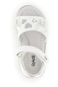 Sandali bianchi con cuori argento Grazie girl 200C574