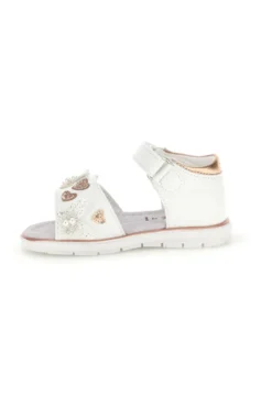 Sandali bianchi con cuori oro rosa Grazie girl 200C574