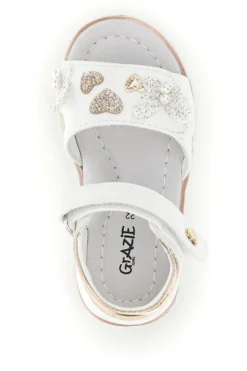 Sandali bianchi con cuori oro rosa Grazie girl 200C574