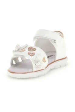 Sandali bianchi con cuori oro rosa Grazie girl 200C574