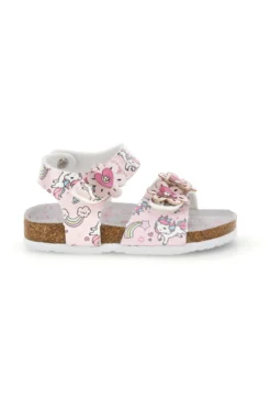 Sandali bianchi con fantasia floreale e stampa unicorni Pitt kids 14602