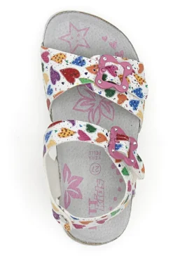 Sandali bianchi con fantasia cuori e fibbie PITT KIDS 14504