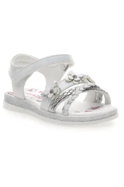 Sandali Bianchi con Farfalle Decorative e Chiusura a Velcro GRAZIE GIRL 14330