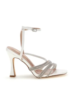Sandali bianchi con fasce impreziosite da punti luce First lady P693