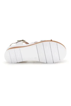 Sandali bianchi con fasce incrociate e zeppa Bio up 401