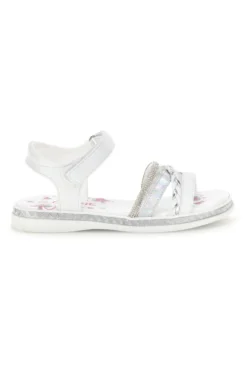 Sandali bianchi con fascia argento e brillanti Grazie girl 14342
