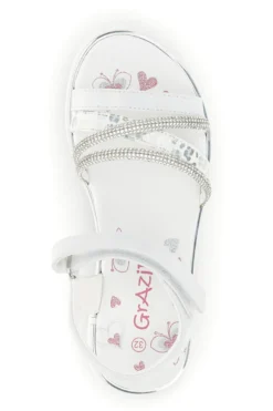 Sandali bianchi con fascia brillante e strappo Grazie girl 15101