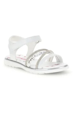Sandali bianchi con fascia brillante e strappo Grazie girl 15101