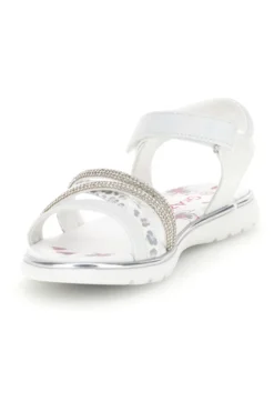 Sandali bianchi con fascia brillante e strappo Grazie girl 15101