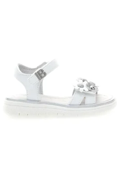 Sandali bianchi con fiori applicati e glitter Laura Biagiotti 96109489