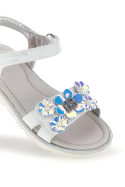 Sandali bianchi con fiori decorativi iridescenti Laura Biagiotti L9882C9702