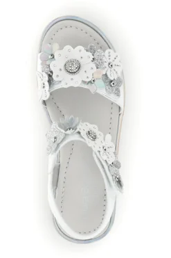Sandali bianchi con fiori e chiusura con cinturino a strappo Laura Biagiotti AG1790416872