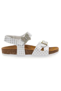 Sandali bianchi con glitter e doppia fibbia PITTARELLO BIO 257A084SR