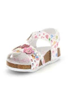 Sandali Bianchi con Stampa Floreale Pitt kids 14407