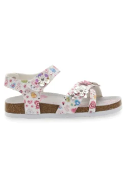 Sandali bianchi con stampa floreale e strappo Pitt Kids 14407